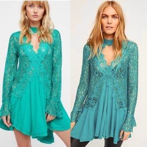 Free People Sexy Kelly green Lace Date dancing Dress